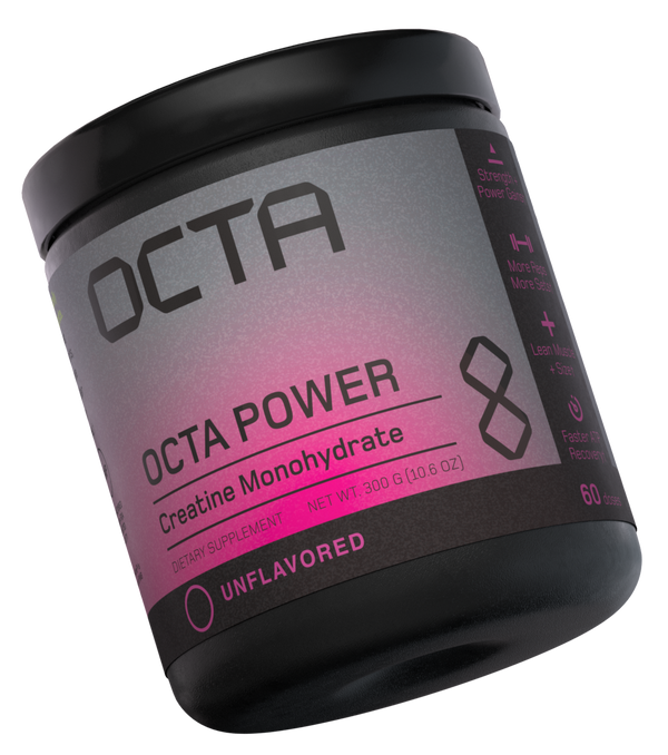OCTA Power supplement container on a white background